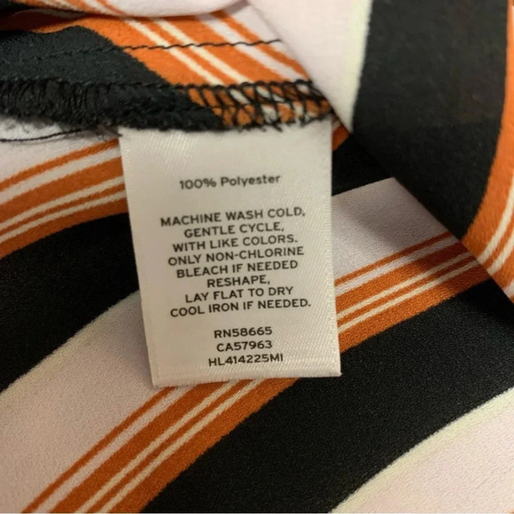 Chelsea 28 top size small fun white/black/orange striped top fun sleeves - Picture 6 of 10